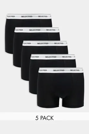 SELECTED – 5er Packung schwarze Unterhosen mit Bund