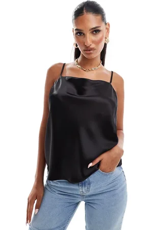 River Island – Satin-Camisole in mit Wasserfallausschnitt