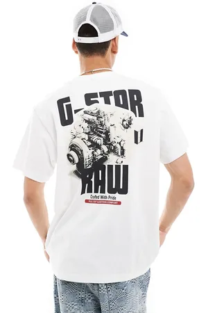 G-Star – Oversize-T-Shirt in mit Motor-Logoprint auf Brust und Rücken