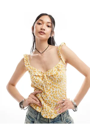 Motel – Angelica – Camisole-Oberteil mit Blumenmuster in und Rüschenkante