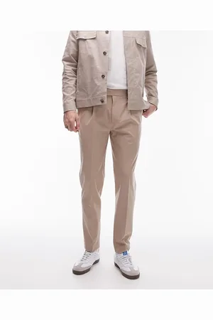 Topman – Schmal zulaufende Hose in Steinbeige