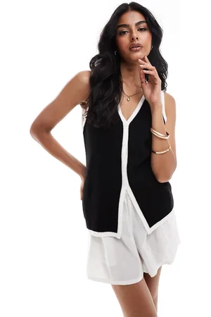 ASOS – Longline-Weste aus Strick in mit V-Ausschnitt