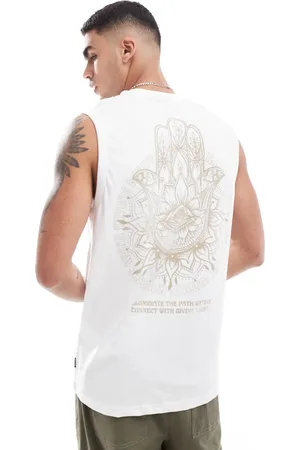 Only & Sons – Oversize-T-Shirt in Beige mit Fatima-Handprint auf dem Rücken