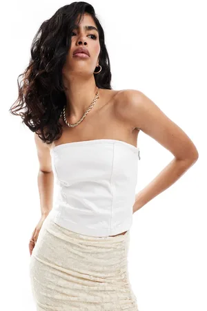MANGO – Bandeau-Oberteil aus Denim in