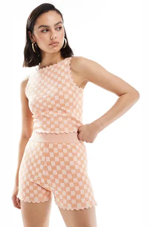 ASOS – Strick-Shorts mit Schachbrettmuster, Kombiteil