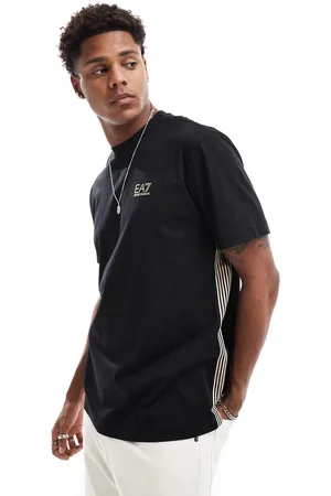 EA7 – T-Shirt in mit goldenem Logo und seitlichen Streifen