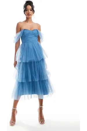 Lace & Beads – Gestuftes Midikleid in mit Rüschen