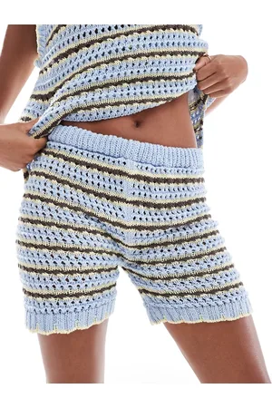 ASOS – Gestreifte Strick-Shorts in Zitronengelb, Kombiteil