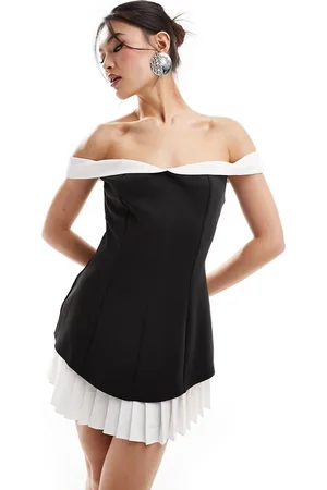 HEIRESS BEVERLY HILLS – Premium – Bardot-Minikleid in mit Kontrastbesatz und plissiertem Saum