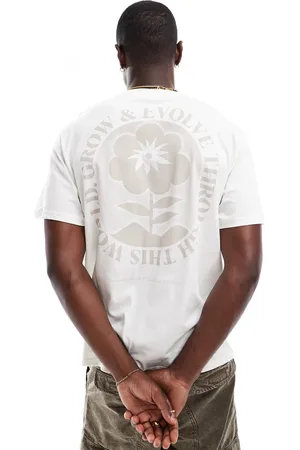 Only & Sons – Oversize-T-Shirt in Weiß mit Blumenprint auf dem Rücken