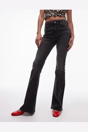 Topshop – Jamie – Schlagjeans in verwaschenem mit hohem Bund