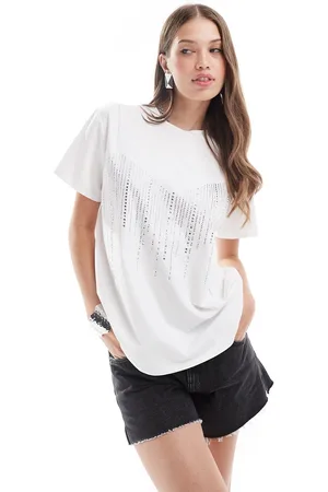 ASOS – Oversize-T-Shirt in mit Schmuckstein-Design in Bustier-Form