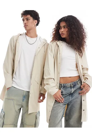 Rains – 12020 – Wasserdichte, lange Jacke in Creme