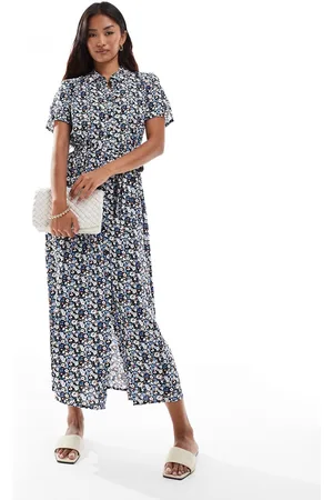 VERO MODA – Midikleid in mit Kopfleiste und Blumenmuster