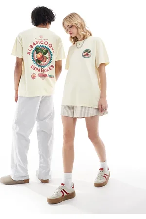 Reclaimed – Unisex-T-Shirt in mit Früchte-Rückenprint in Vintage-Optik