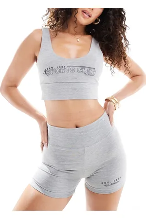 Miss Selfridge – Bustier in meliertem mit U-Ausschnitt und Sport-Print