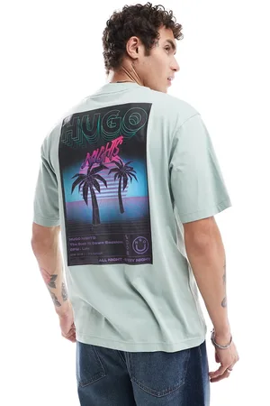 Hugo Blue – Nassano – T-Shirt in Hellgrün mit Logoprint auf der Brust