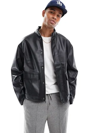 ASOS – Kunstleder-Jacke in mit Stehkragen
