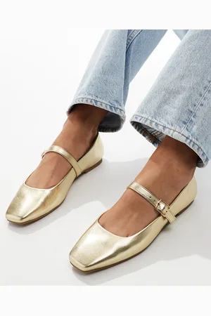 ASOS – Lottie – Mary-Jane-Ballerinas in Gold