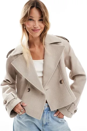 ASOS – Kurzer, eleganter Trenchcoat in Haferbeige