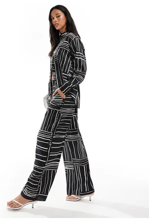 Style Cheat – Weit geschnittene Hose in Schwarz-Weiß, Kombiteil