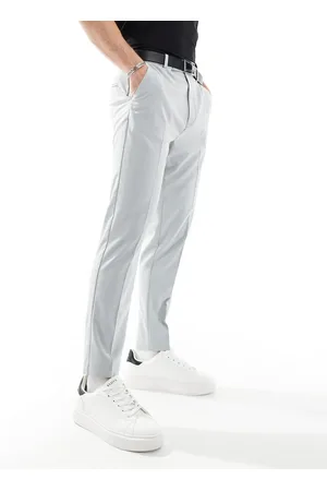 ASOS – Elegante, schmal zulaufende Hose in Hellgrau mit Umschlag