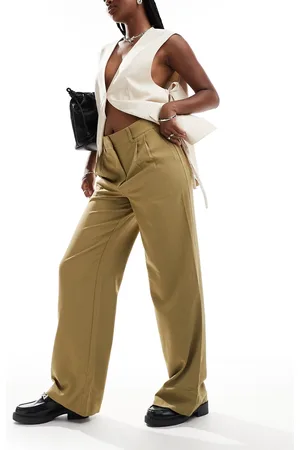 VILA – Elegante Hose in Olivgrün mit weitem Schnitt