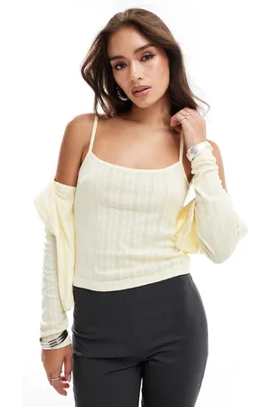 ASOS – Pointelle-Camisole in Zitronengelb, Kombiteil