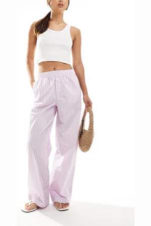 Cotton On Cotton On – Lockere Hose in Altrosa gestreift mit geradem Bein