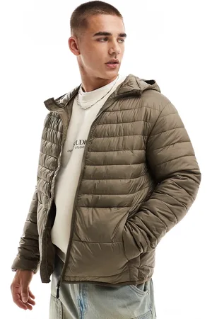 JACK & JONES – Verstaubare, wattierte Jacke in mit Kapuze