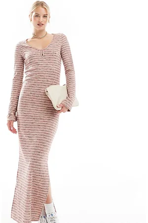 VERO MODA – Superweiches, geripptes Maxikleid mit Spacedye-Streifen