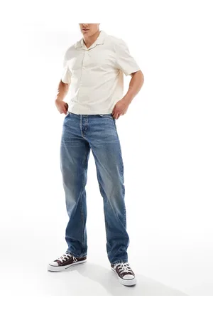 Weekday – Klean – Jeans mit geradem Schnitt in Eisenblau
