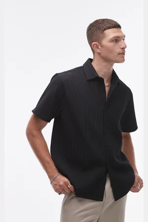 Topman – Kurzärmliges Plissee-Hemd in mit Knopfleiste