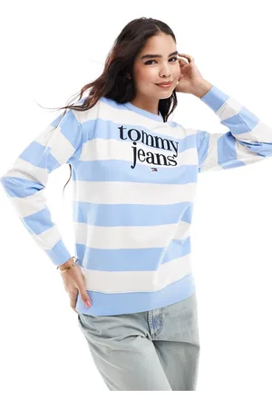 Tommy Hilfiger – Sweatshirt in und Weiß gestreift mit großem Logo