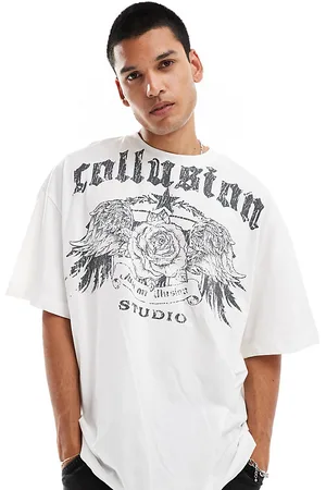 COLLUSION – Oversize-Skate-Fit-T-Shirt in mit Rosen-Tattoo-Design