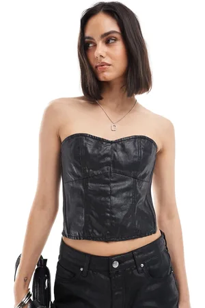 Armani Exchange – Beschichtetes, trägerloses Oberteil in , Kombiteil