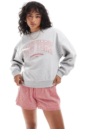JJXX – Sweatshirt in meliert mit „New York“-Aufdruck auf der Vorderseite