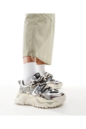 Steve Madden – Kingdom-E – Klobige Sneaker in Zinn und Gold-Metallic