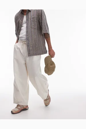 Topman – Baumwoll-Hose mit weitem Bein in gebrochenem Weiß