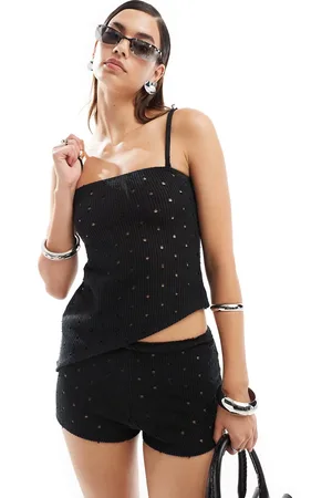 COLLUSION – Camisole in mit eckigem Ausschnitt, geripptem Detail und Laufmaschenstruktur, Kombiteil