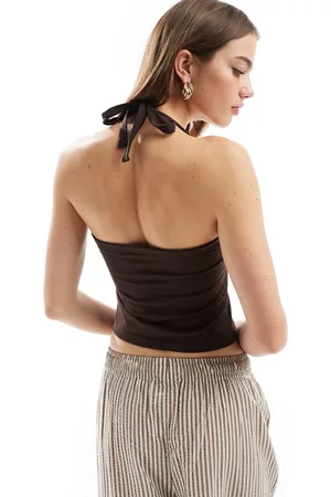 Threadbare – Neckholder-Oberteil in Schokobraun