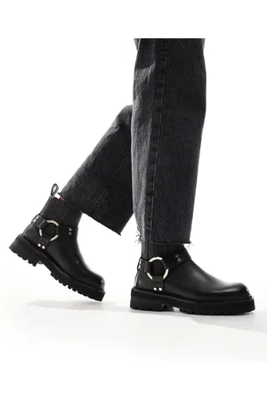 AllSaints – Maddie – Lederstiefel in mit Biker-Riemen