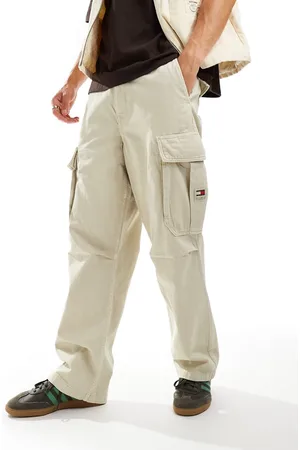 Tommy Hilfiger – Aiden – Weite Cargohose in Steinbeige