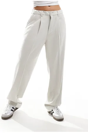 Cotton On Cotton On – Locker geschnittene, elegante Hose in verwaschenem Steingrau mit Bundfalten