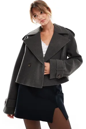 ASOS – Kurzer, eleganter Trenchcoat in Anthrazit