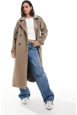 ASOS – Hochwertiger Trenchcoat in Wildlederoptik in Beige