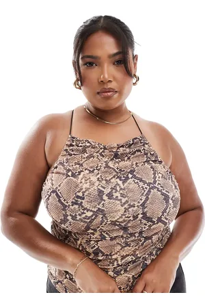 ASOS ASOS DESIGN Curve – Anschmiegsames, gerafftes Camisole mit Animalprint und eckigem Ausschnitt
