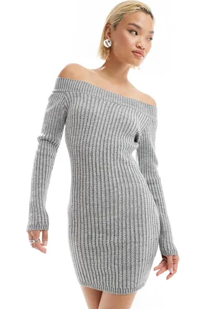 Glamorous – Mini-Strickkleid in meliert mit U-Boot-Ausschnitt