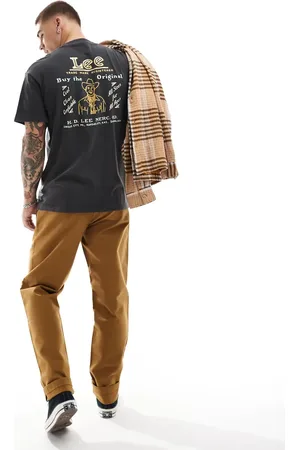 Lee – T-Shirt in verwaschenem mit Vintage-Cowboy-Logoprint auf dem Rücken