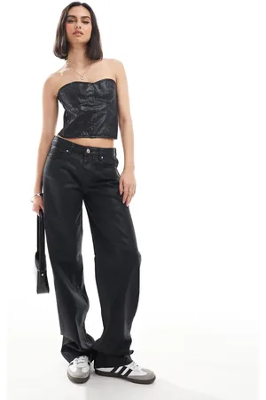 Armani Exchange – Locker geschnittene, beschichtete Jeans in , Kombiteil